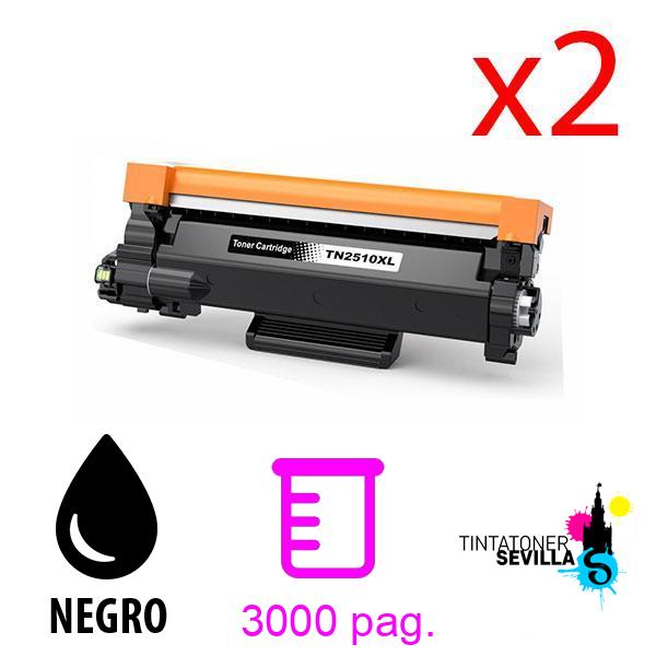 Imagen del producto Tóner Compatible Pack x2 Brother TN2510 XL Negro