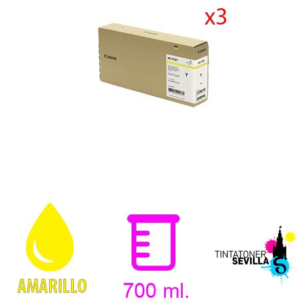 Original pack 3 Cartucho Canon PFI-710 Amarillo (2357c003)