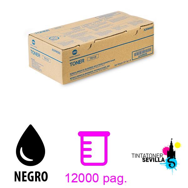 Original Pack 2 Toner Konica Minolta TN118 A3VW050 Negro
