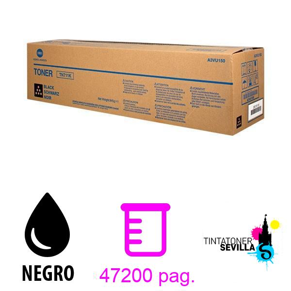 Tóner Original Konica Minolta Bizhub C654 / C754 Negro A3VU150 / TN-711K / TN711